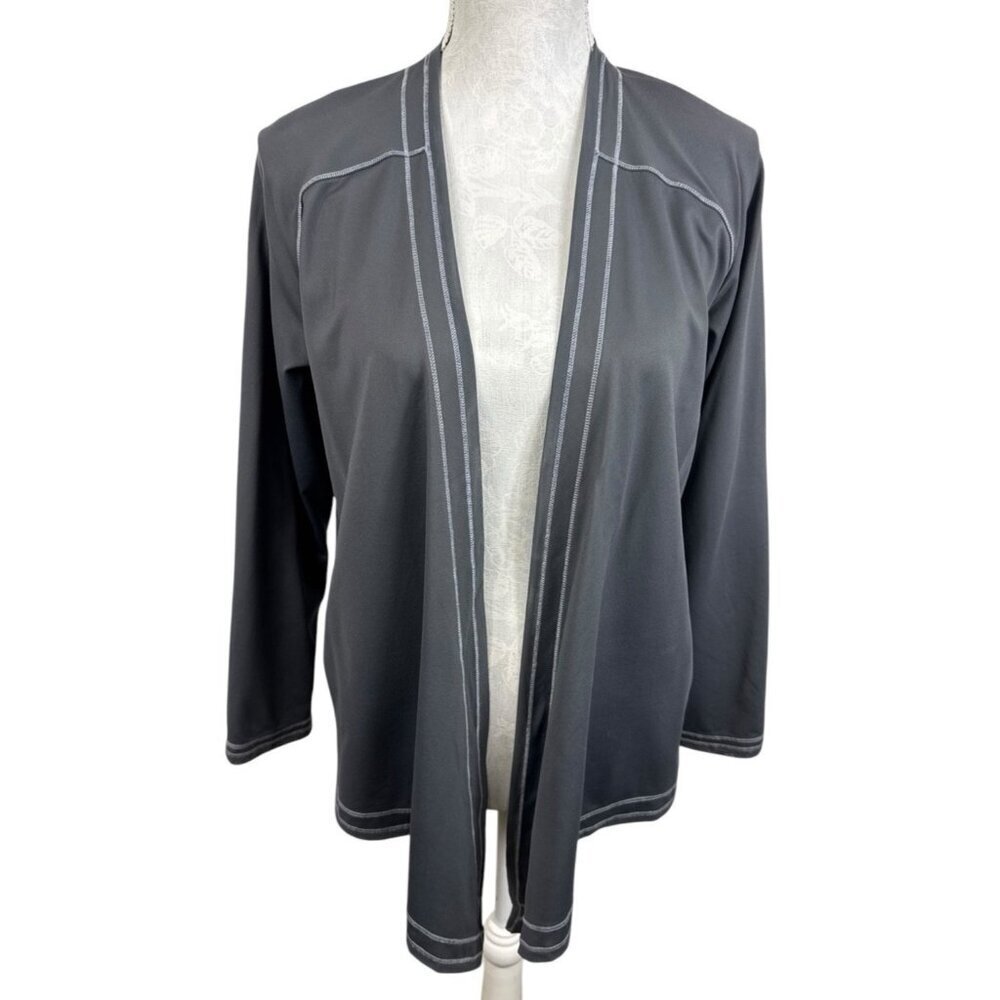 Title‎ Nine Women's L Diamelete Open Cardigan Mesh Back Mesh Detail Gray